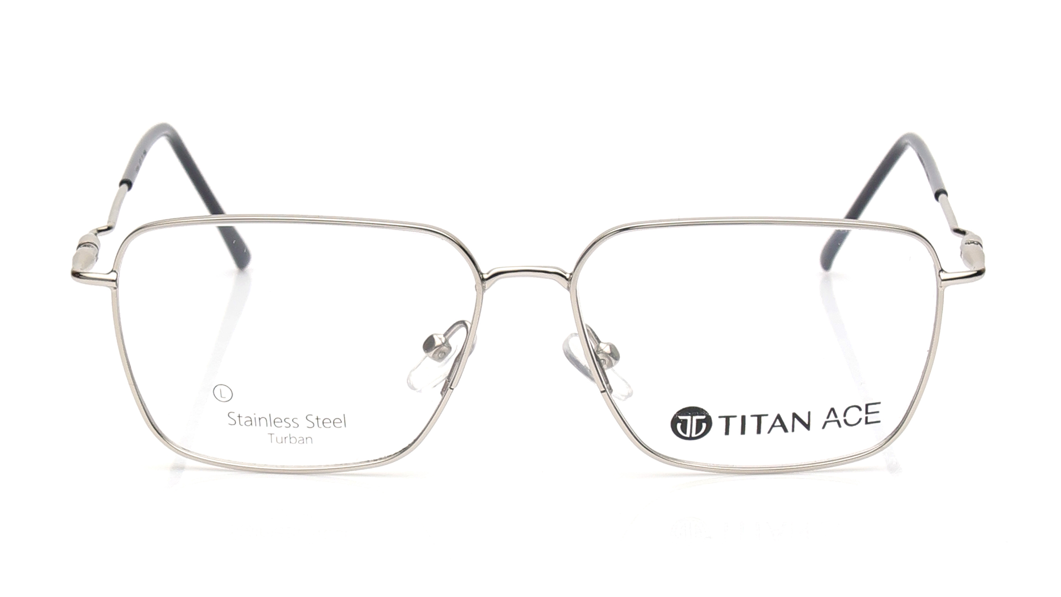 Image 1 of Silver Square Eyeglasses for Men from Ace by Titan Available at Titan Eye+