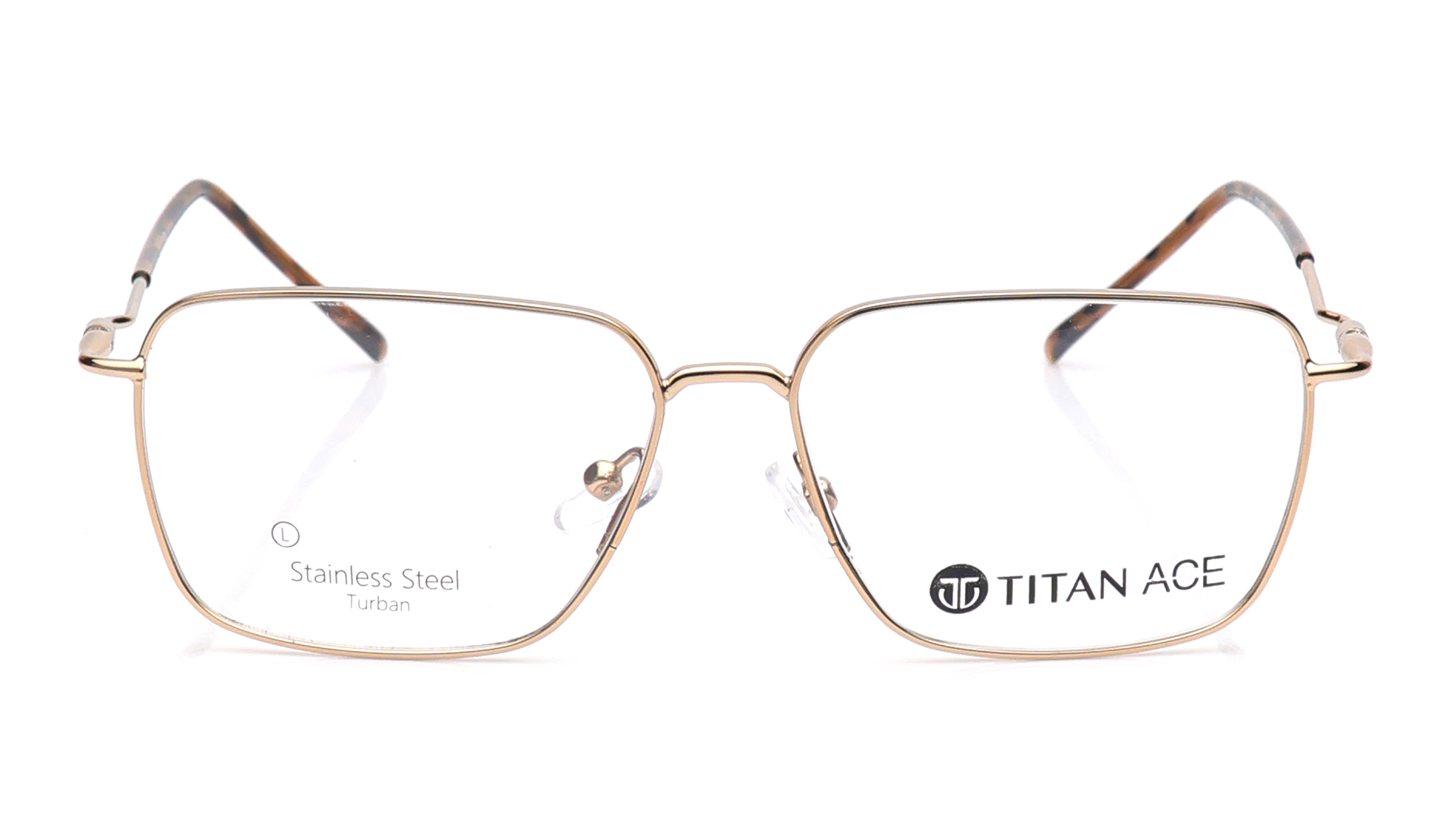 Image 1 of Gold Square Eyeglasses for Men from Ace by Titan Available at Titan Eye+