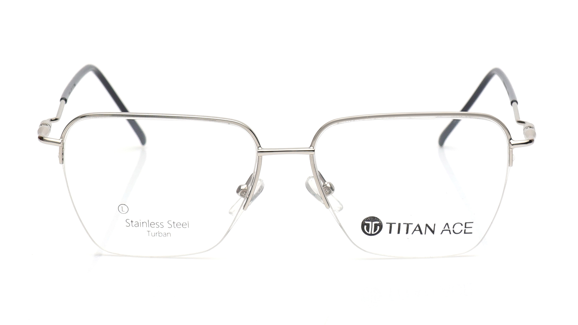 Image 1 of Silver Square Eyeglasses for Men from Ace by Titan Available at Titan Eye+