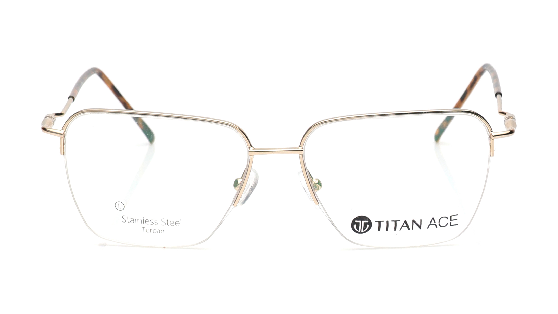 Image 1 of Gold Square Eyeglasses for Men from Ace by Titan Available at Titan Eye+