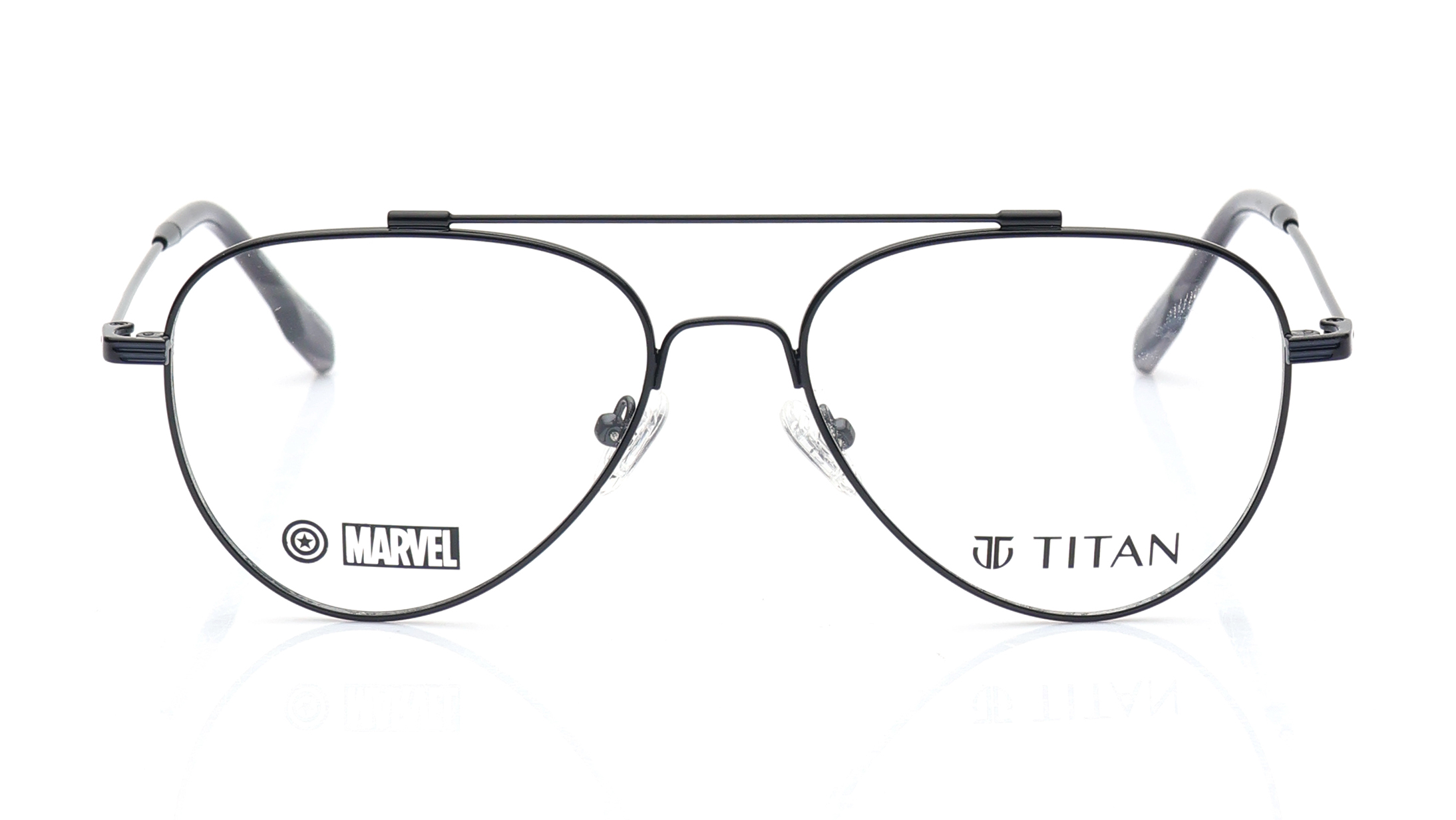 Image 1 of Black Aviator Eyeglasses for Men from Titan Available at Titan Eye+
