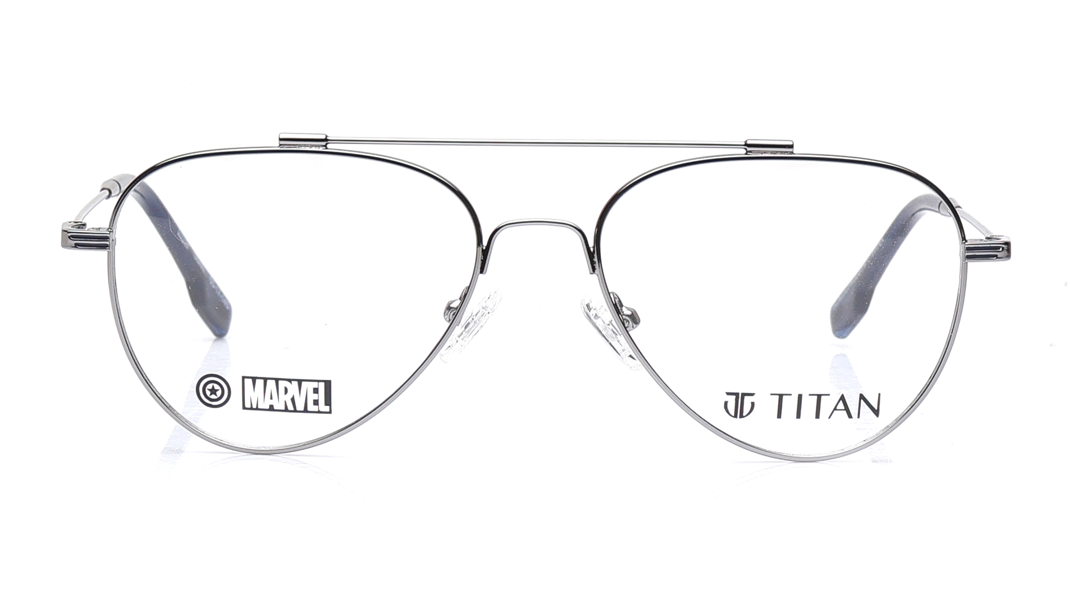 Image 1 of Gun Metal Aviator Eyeglasses for Men from Titan Available at Titan Eye+