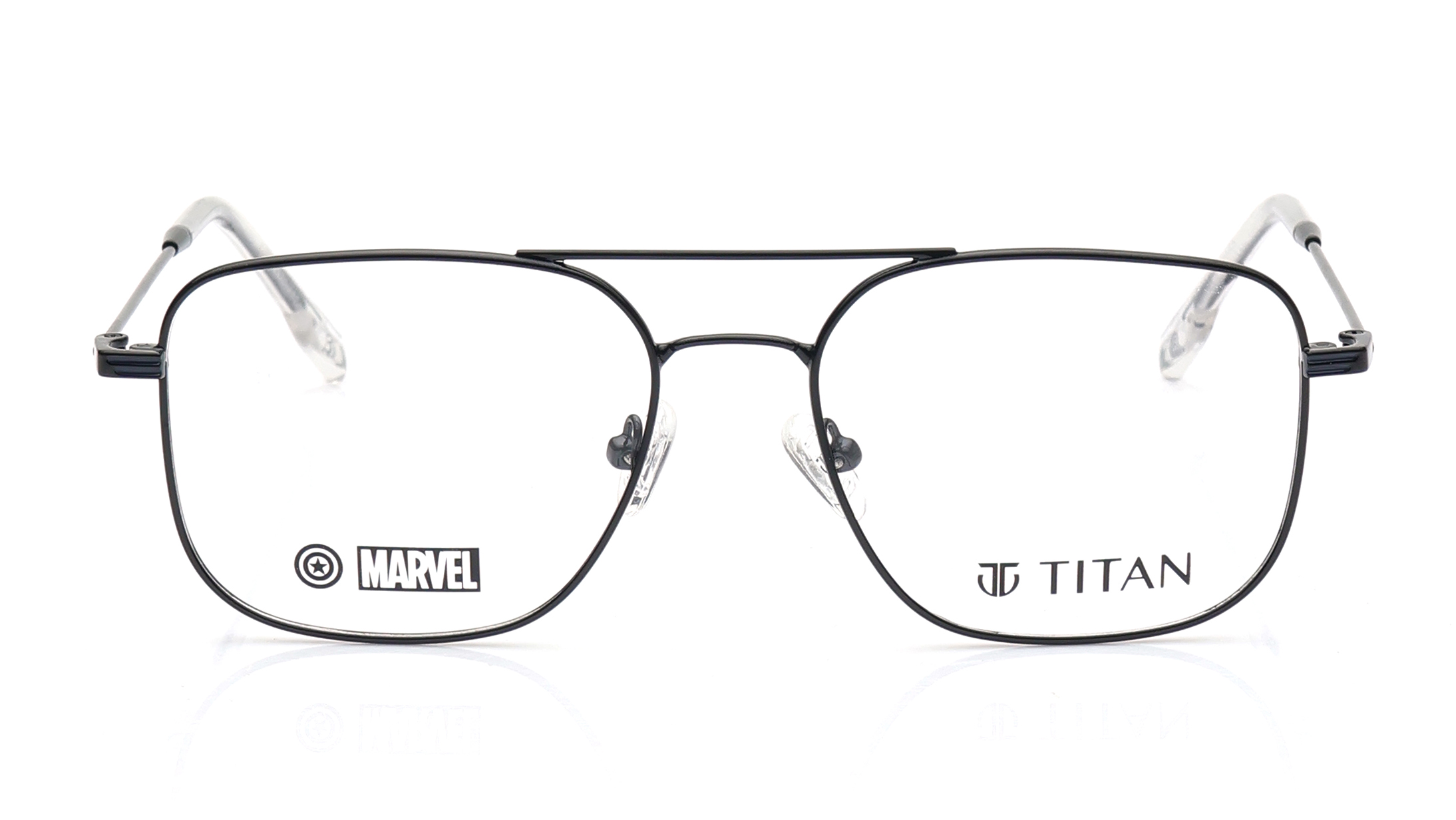 Image 1 of Black Navigator Eyeglasses for Men from Titan Available at Titan Eye+