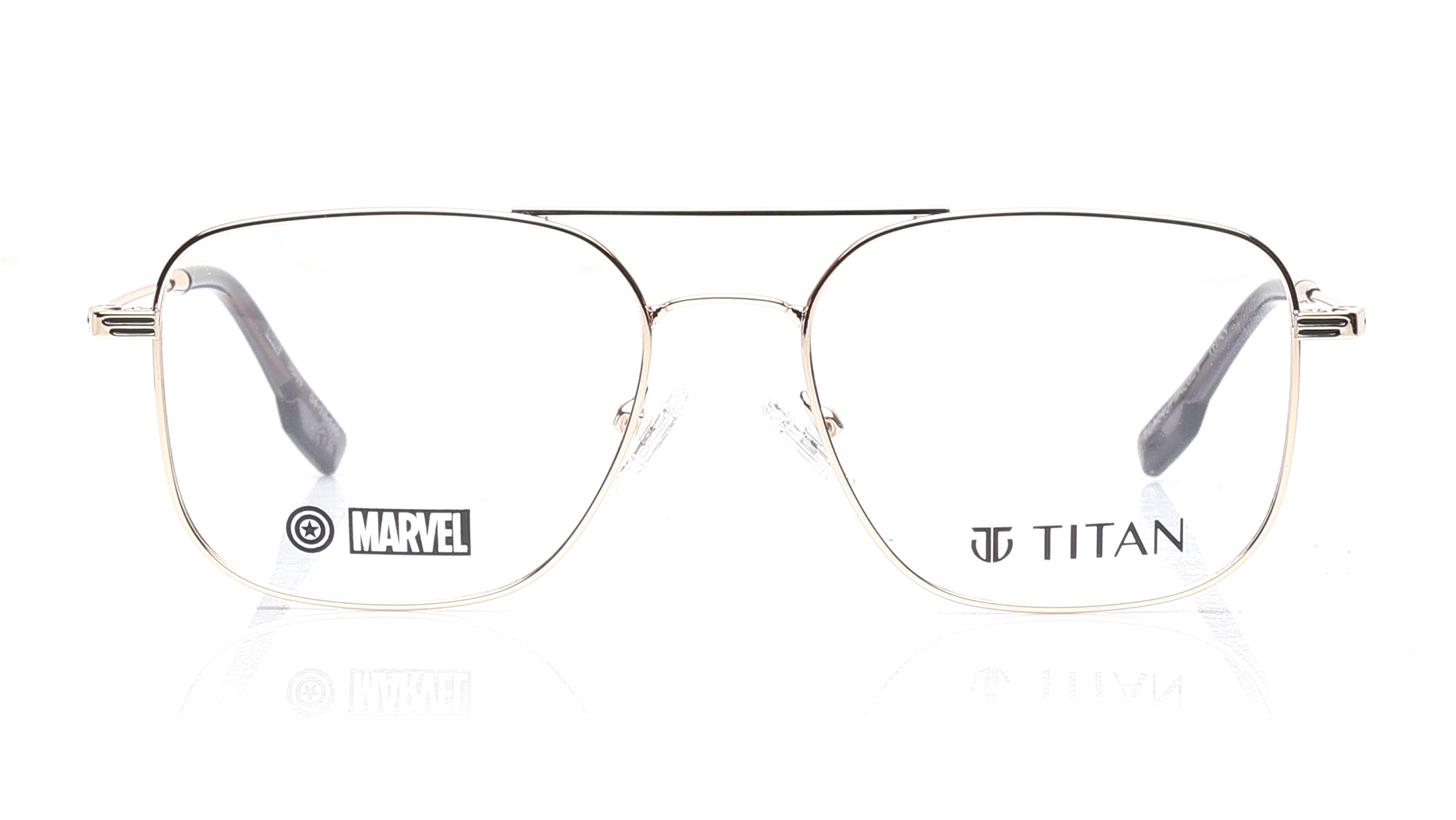 Image 1 of Gold Navigator Eyeglasses for Men from Titan Available at Titan Eye+
