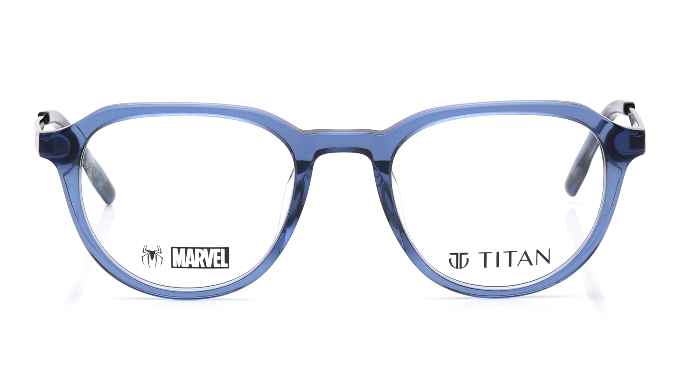 Image 1 of Blue Round Eyeglasses for Men and Women from Titan Available at Titan Eye+