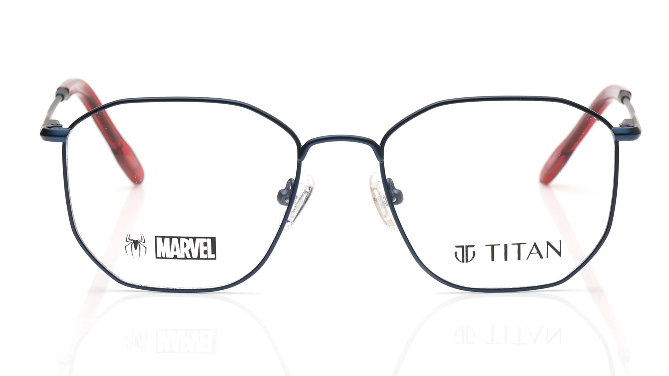 Image 1 of Blue Square Eyeglasses for Men and Women from Titan Available at Titan Eye+