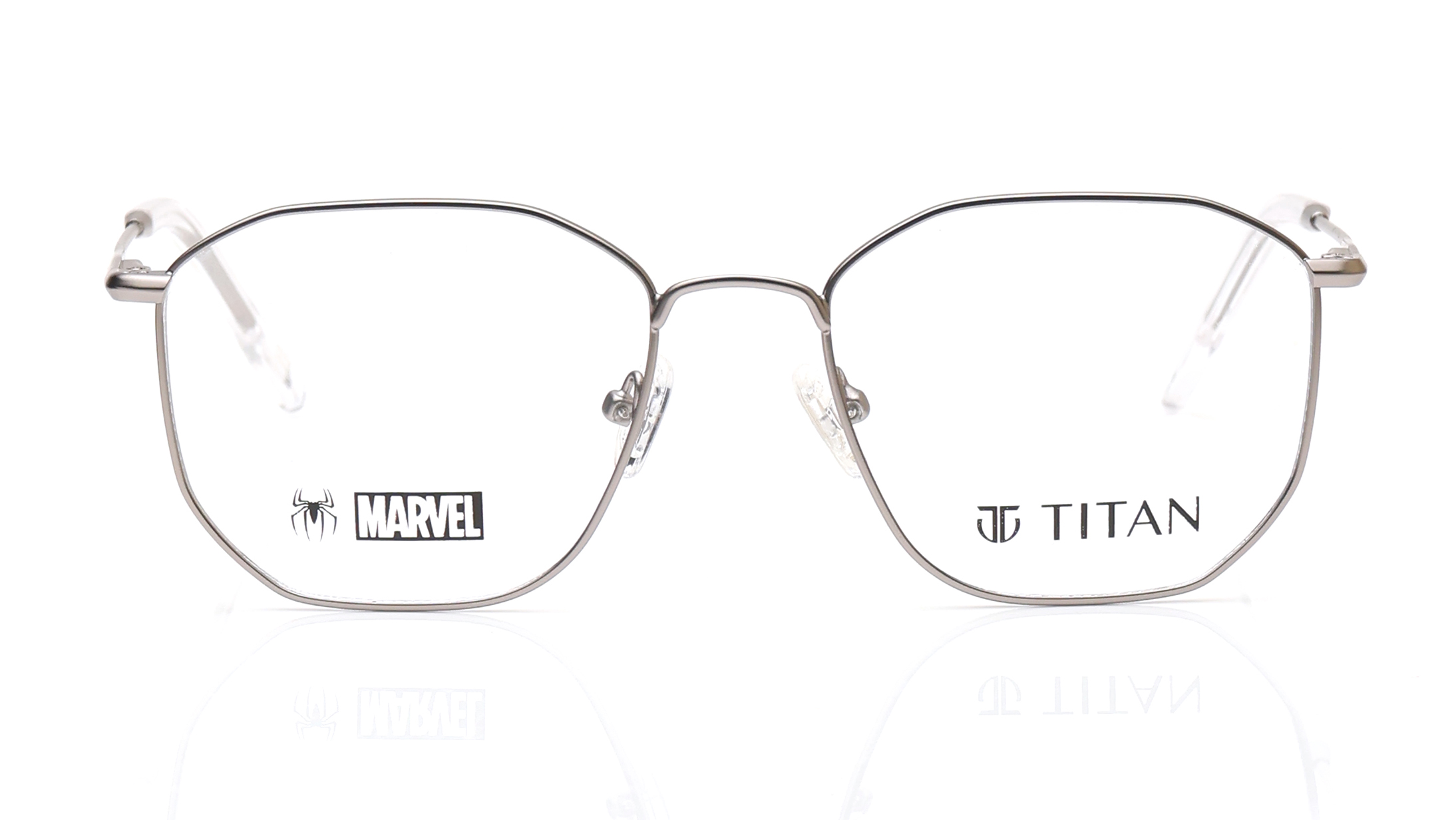 Image 1 of Grey Square Eyeglasses for Men and Women from Titan Available at Titan Eye+