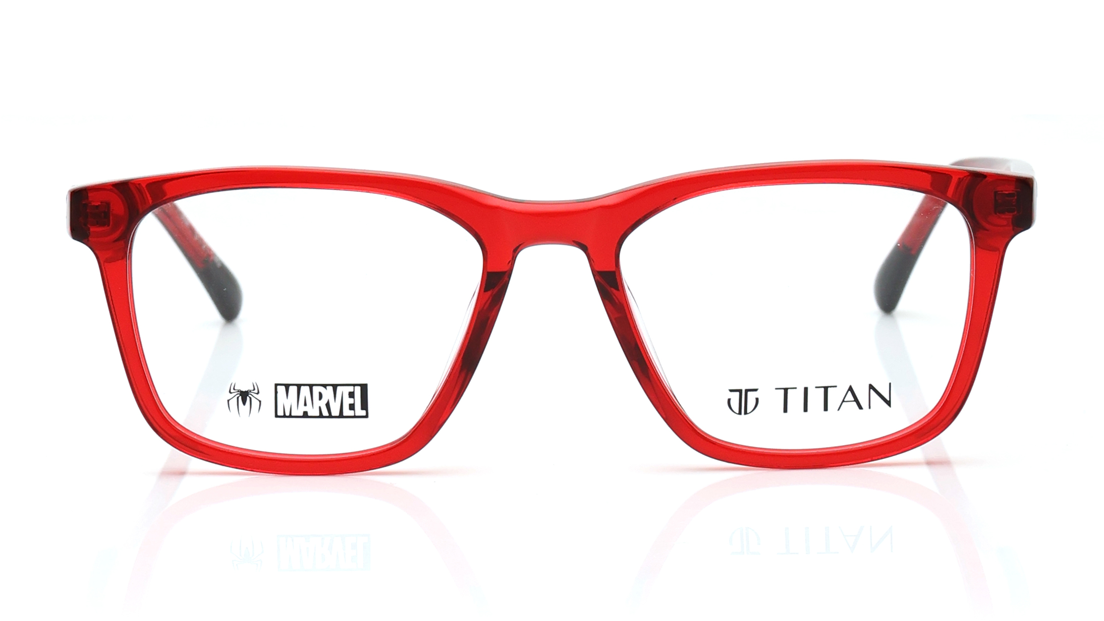 Image 1 of Red Square Eyeglasses for Men and Women from Titan Available at Titan Eye+