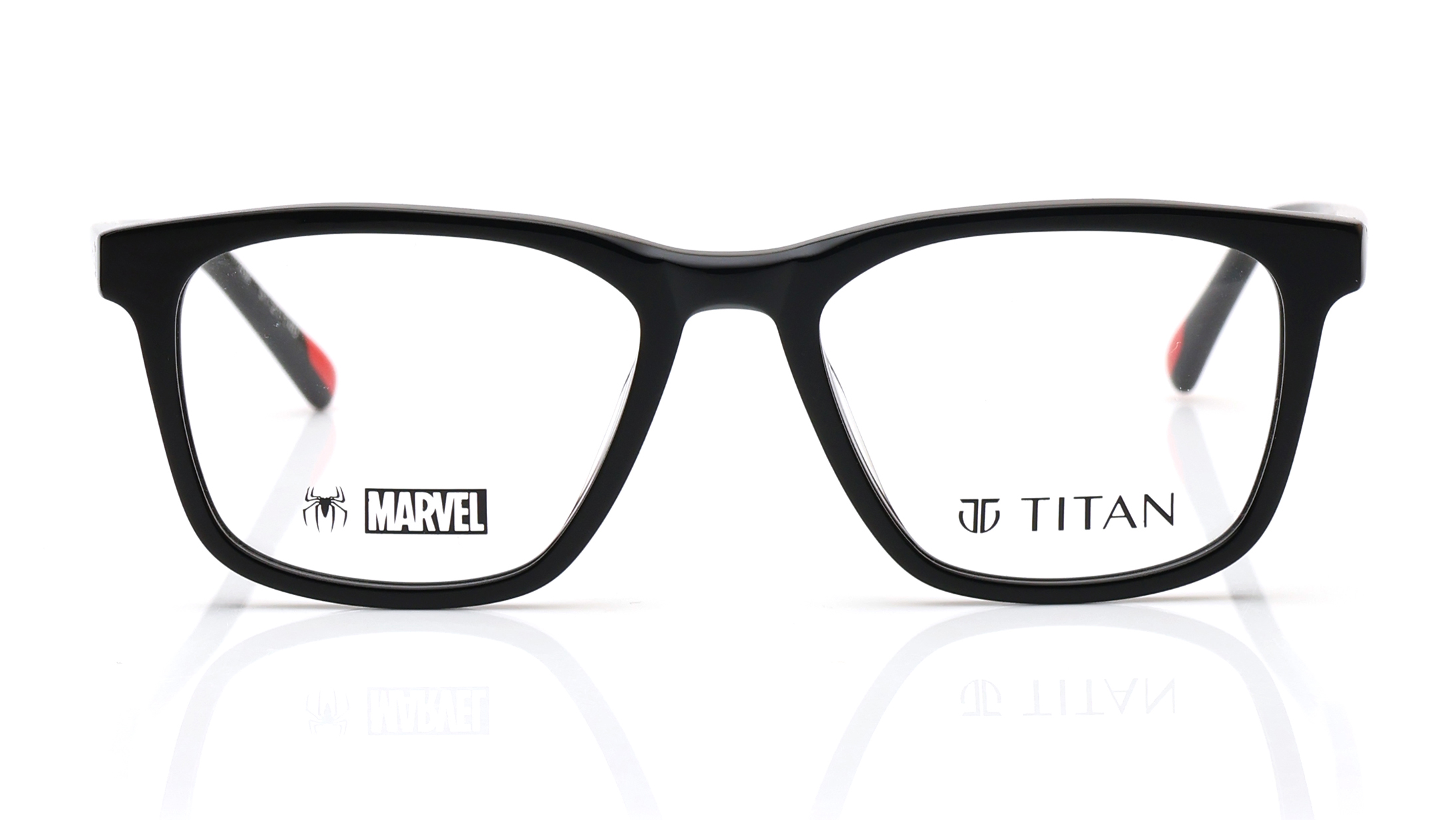 Image 1 of Black Square Eyeglasses for Men and Women from Titan Available at Titan Eye+