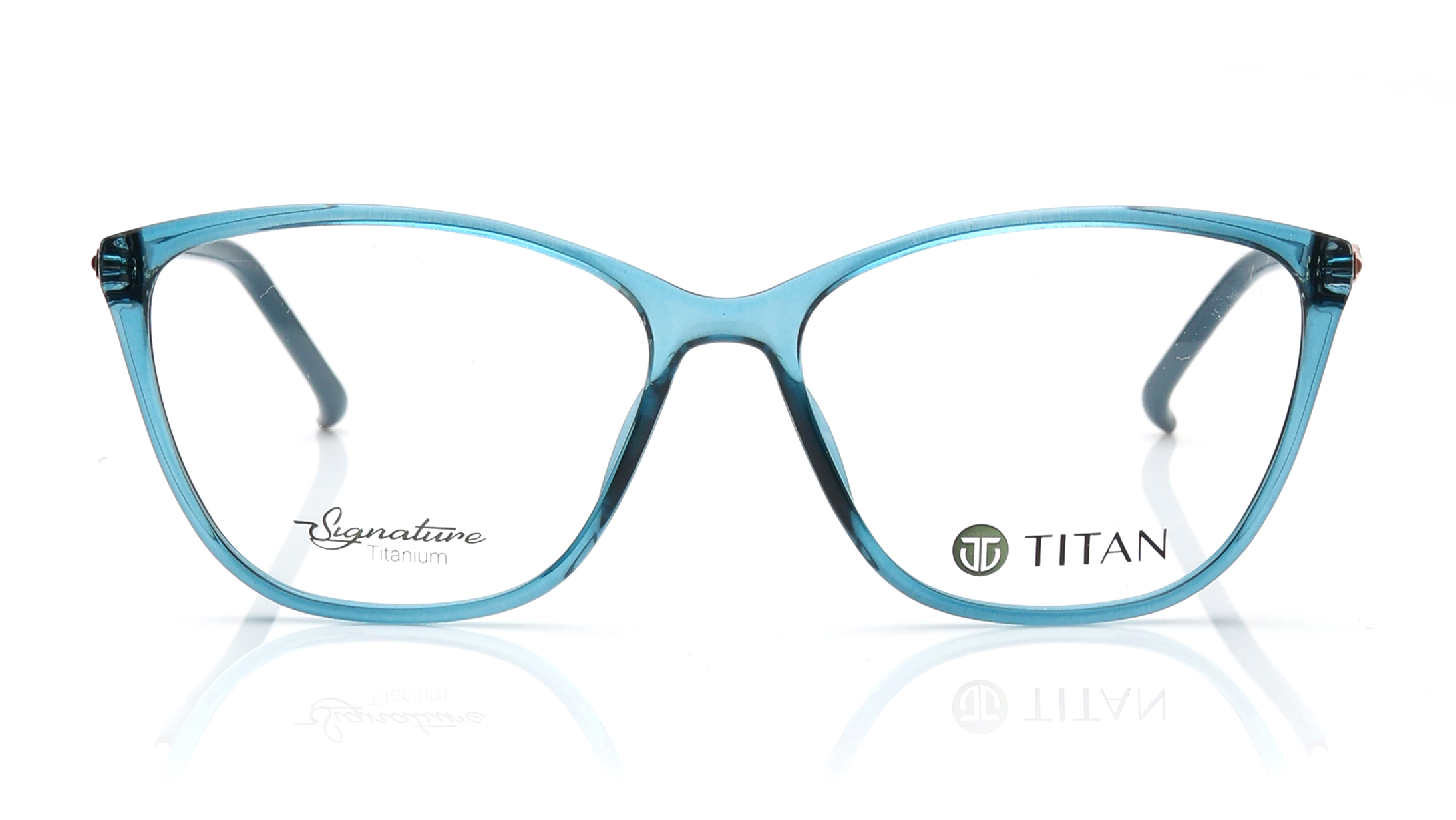 Image 1 of Blue Square Eyeglasses for Women from Titan Available at Titan Eye+
