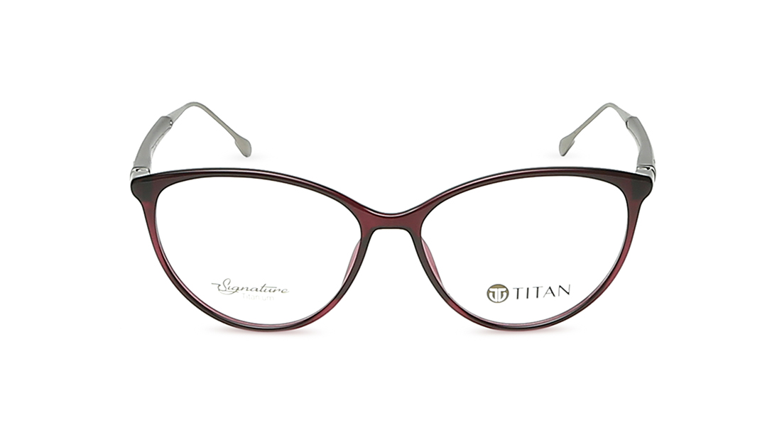 Image 1 of Maroon CatEye Rimmed Eyeglasses(TF1118WFC4V) from Fastrack Available at Titan Eye+