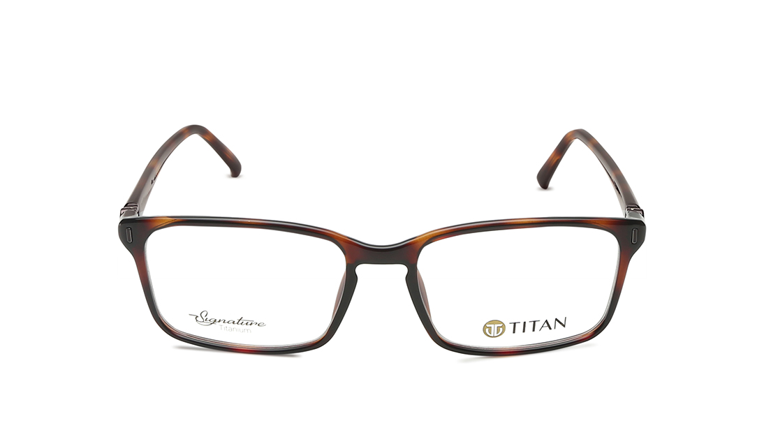 Image 1 of Brown Rectangle Eyeglasses for Men from Titan Available at Titan Eye+