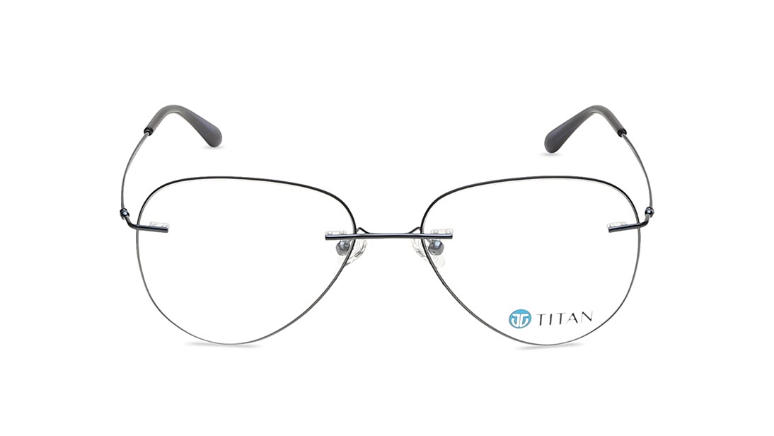 Image 1 of Grey Aviator Rimless Eyeglasses for Men from Fastrack Available at Titan Eye+