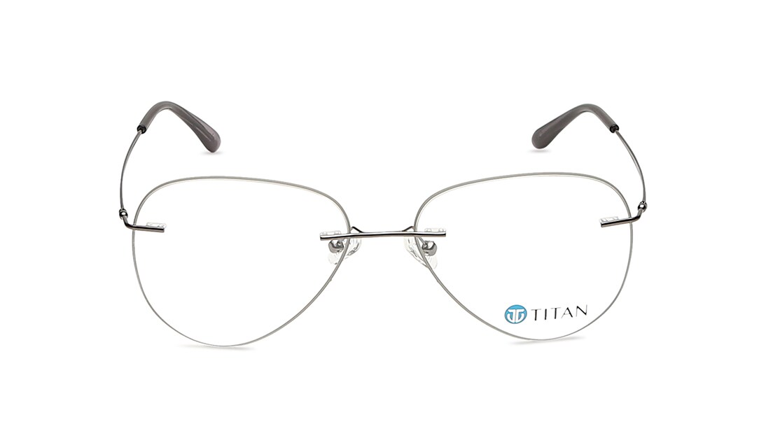 Image 1 of Grey Aviator Rimless Eyeglasses for Men from Fastrack Available at Titan Eye+