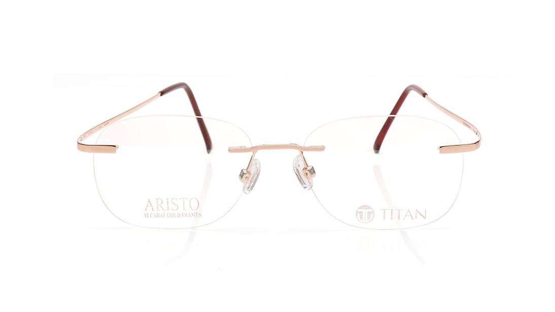 Image 1 of Rose Gold Square Eyeglasses for Women from Aristo Available at Titan Eye+