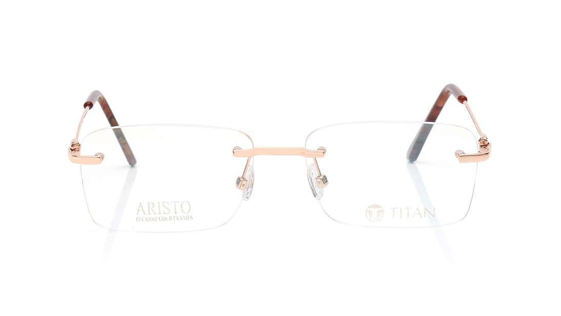 Image 1 of Rose Gold Square Eyeglasses for Women from Aristo Available at Titan Eye+