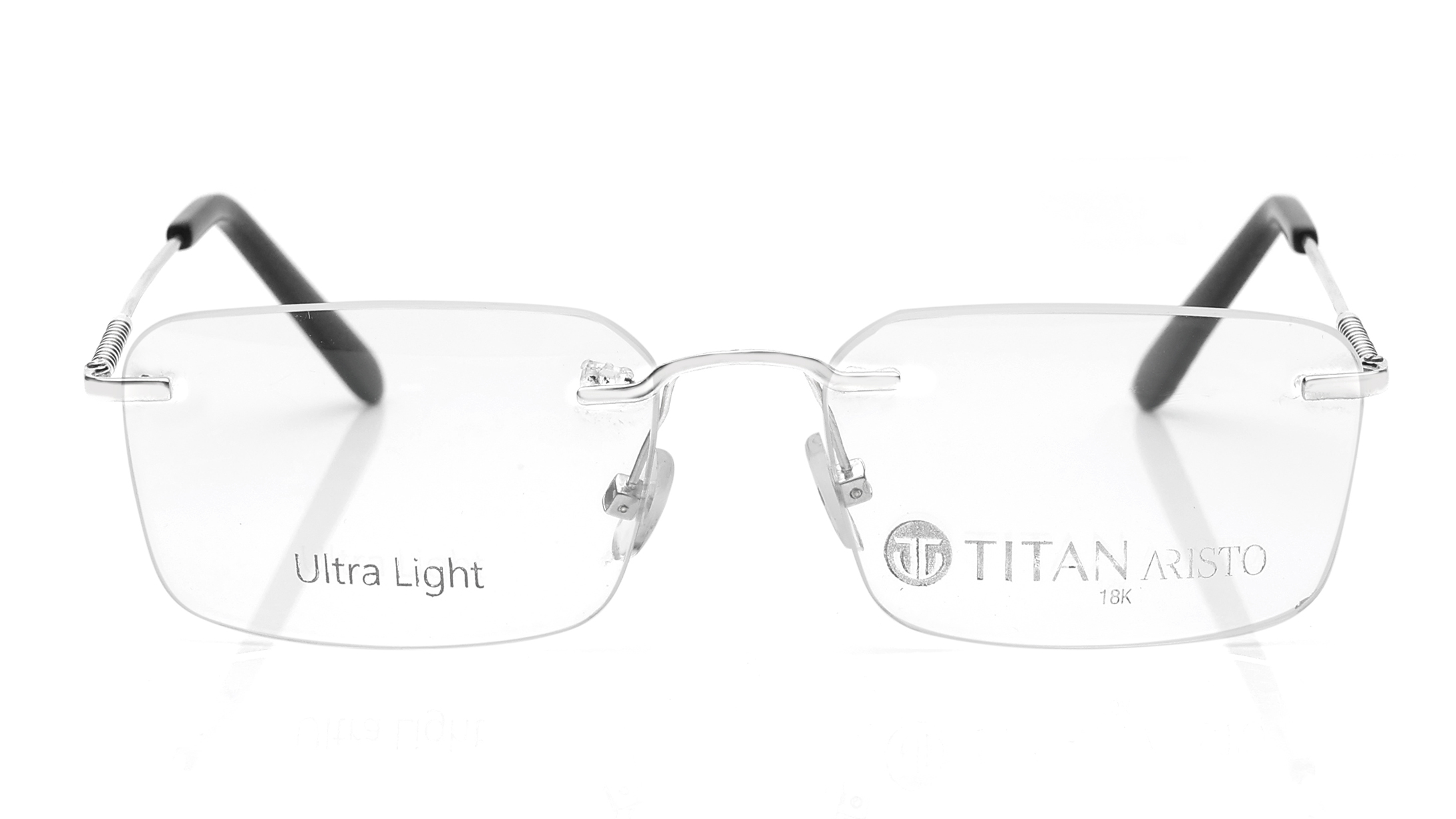 Image 1 of Gold Rectangle Eyeglasses for Men and Women from Aristo Available at Titan Eye+