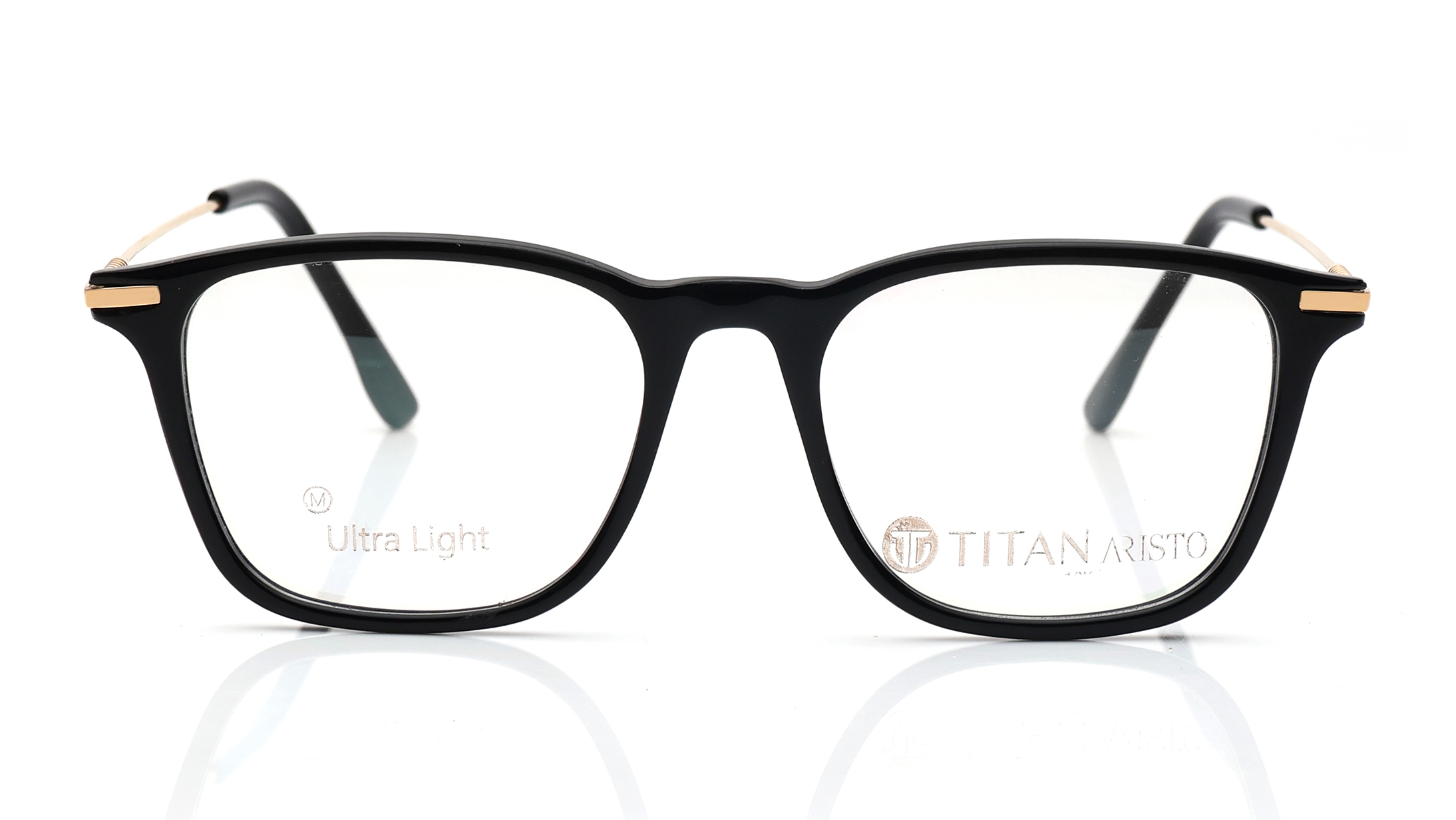 Image 1 of Gold Square Eyeglasses for Men and Women from Aristo Available at Titan Eye+