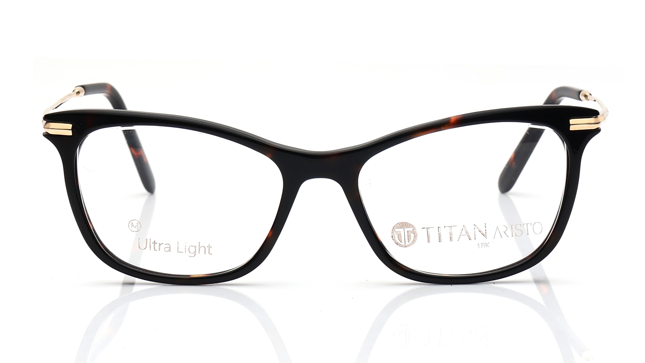 Image 1 of Brown and Gold CatEye Eyeglasses for Women from Aristo Available at Titan Eye+