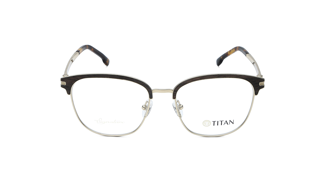 Image 1 of Gold Square Eyeglasses for Men from Titan Available at Titan Eye+