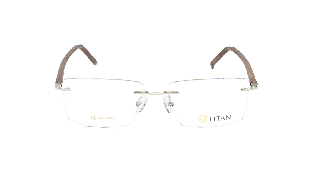Image 1 of Gold Rectangle Men Eyeglasses ( TS1034MRC1MBRV|54) from Titan Available at Titan Eye+