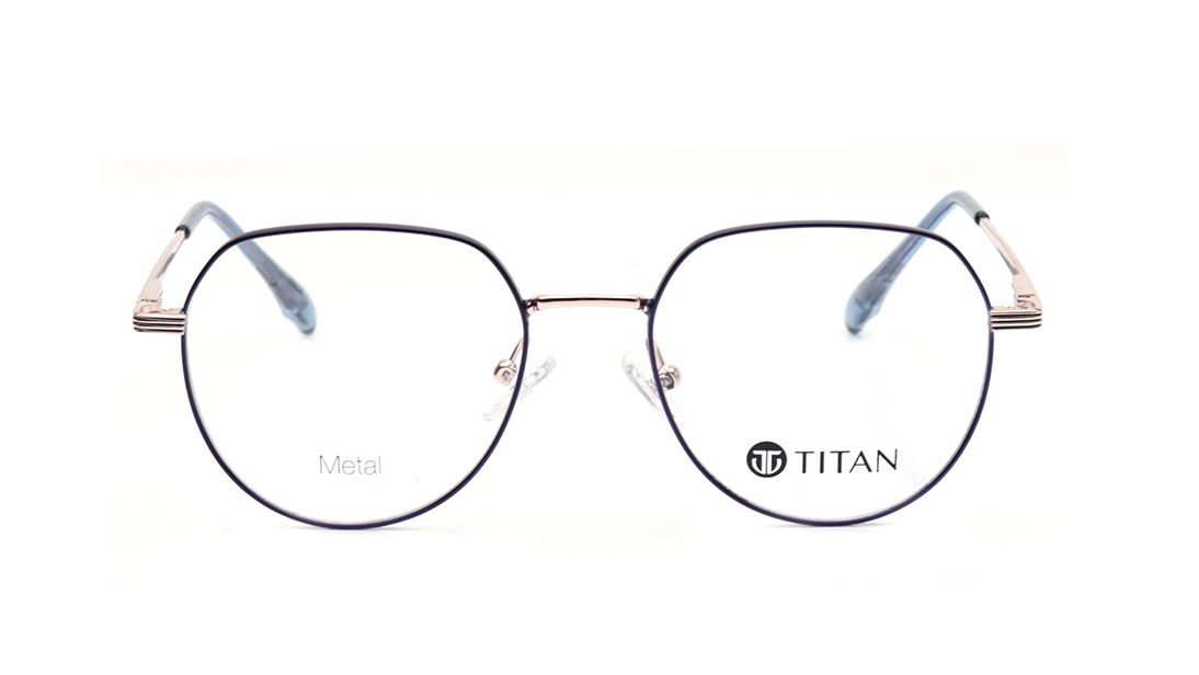 Image 1 of Blue Polygon Rimmed Eyeglasses for Men And Women from Titan Available at Titan Eye+