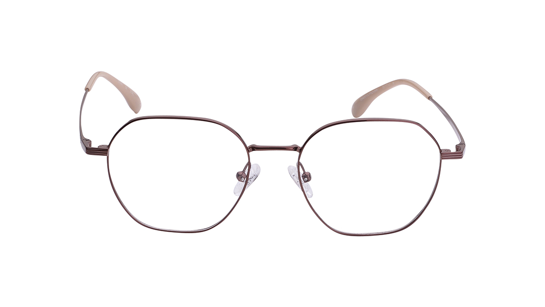Image 1 of Brown Polygon Eyeglasses for Men and Women from Titan Available at Titan Eye+
