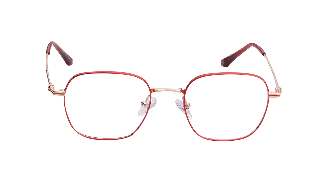 Image 1 of Maroon Polygon Rimmed Eyeglasses for Men And Women from Titan Available at Titan Eye+