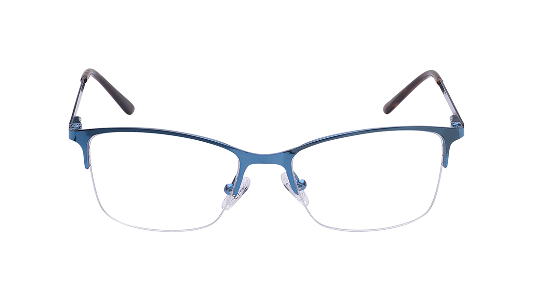 Image 1 of Blue Square Semi-rimmed Eyeglasses for Men from Titan Available at Titan Eye+