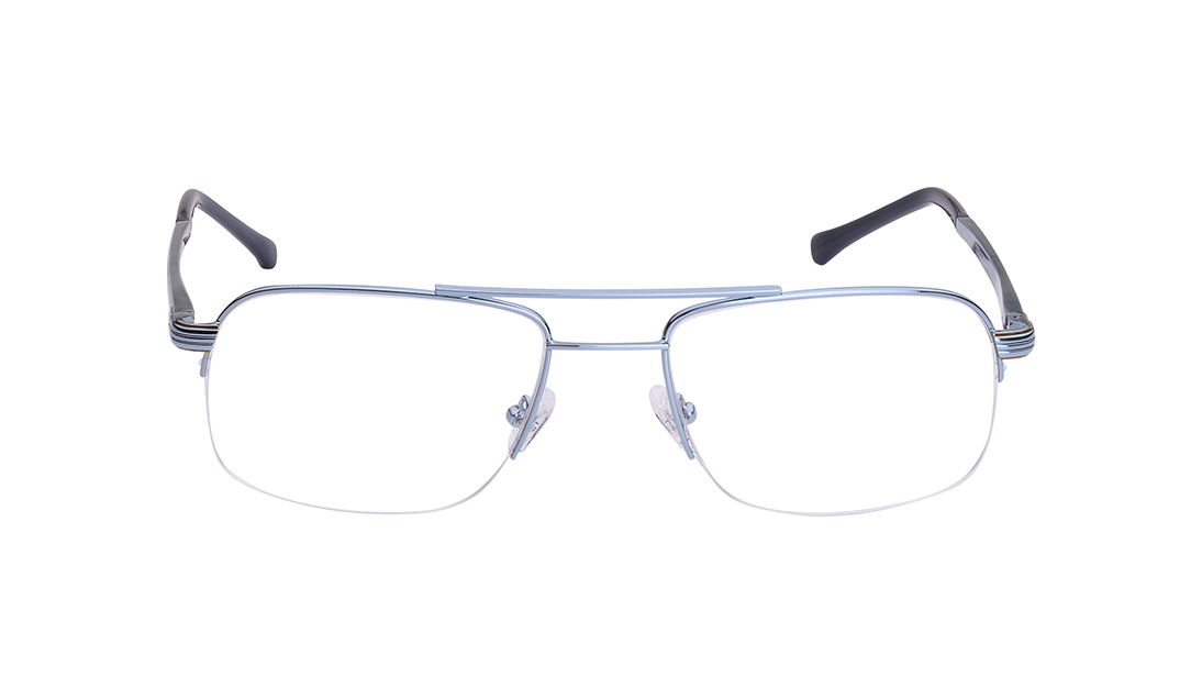 Image 1 of Blue Aviator Semi-rimmed Eyeglasses for Men from Titan Available at Titan Eye+