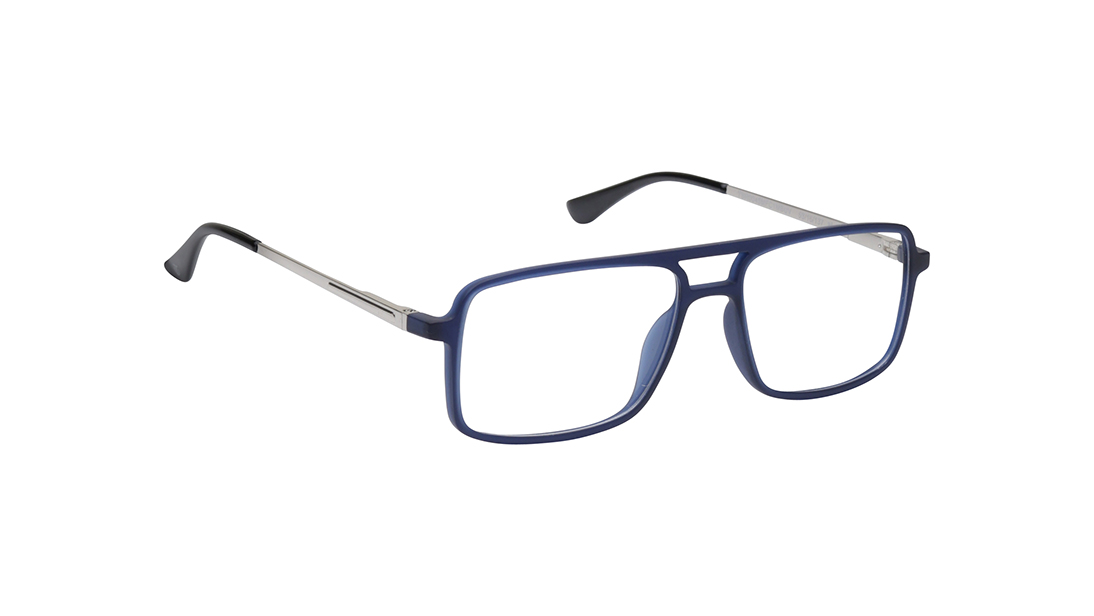 Blue Rectangle Rimmed Eyeglasses for Men