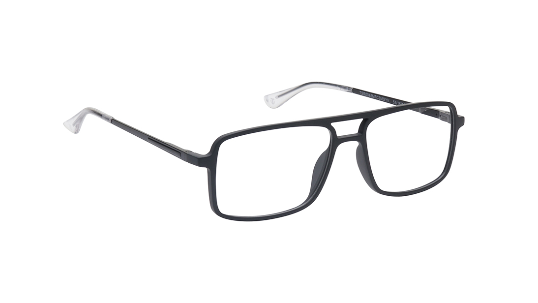 Grey Rectangle Rimmed Eyeglasses for Men