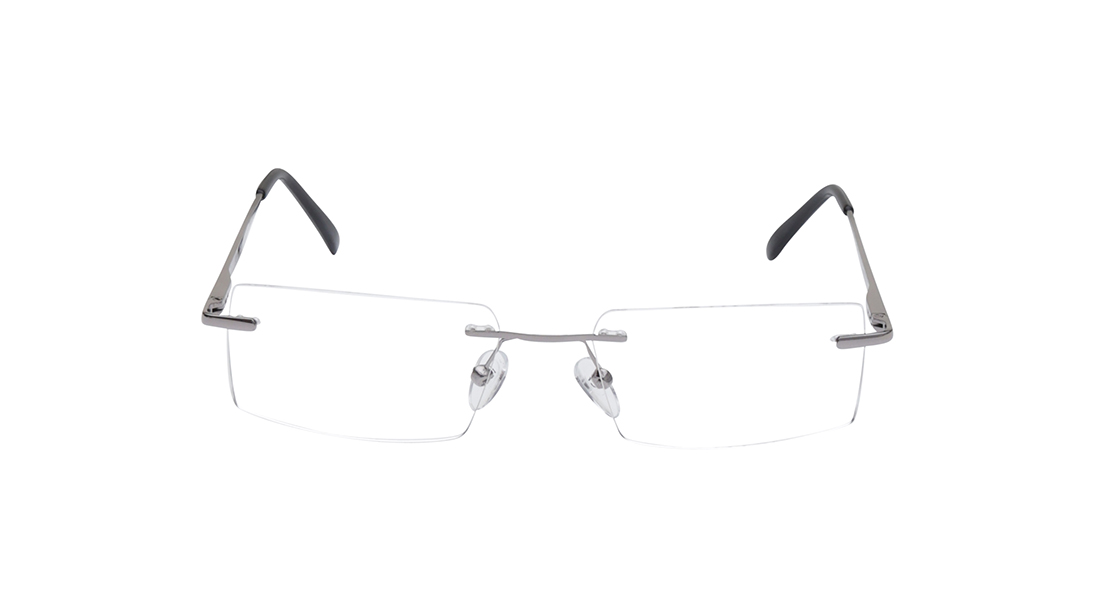 Image 1 of Grey Rectangle Rimless Eyeglasses for Men from Titan Available at Titan Eye+