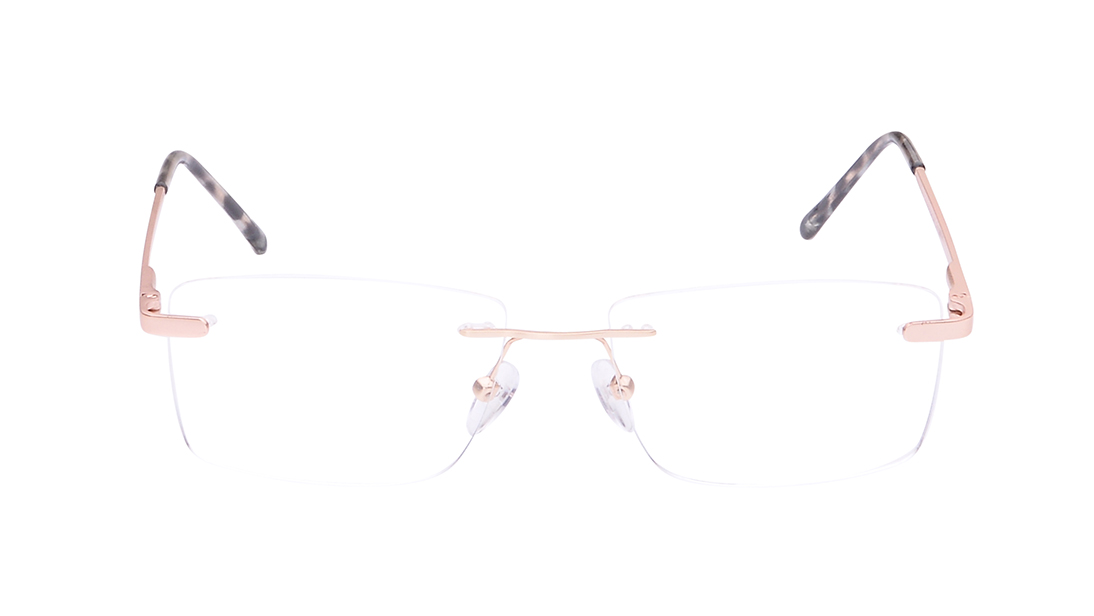 Image 1 of Rose Gold Rectangle Rimless Eyeglasses for Men from Titan Available at Titan Eye+