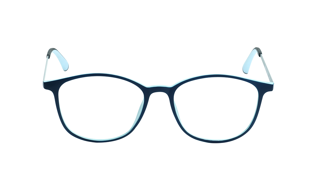 Image 1 of Blue Round Eyeglasses for Men and Women from Titan Available at Titan Eye+