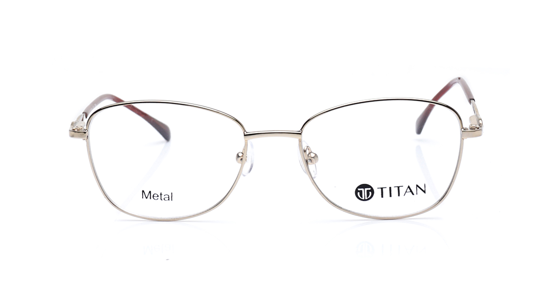 Image 1 of Gold Oval Rimmed Eyeglasses for Men from Titan Available at Titan Eye+