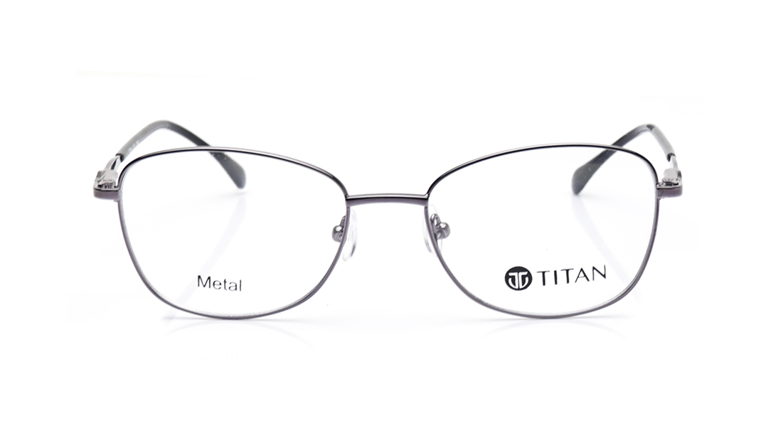 Image 1 of Grey Oval Rimmed Eyeglasses for Women from Titan Available at Titan Eye+