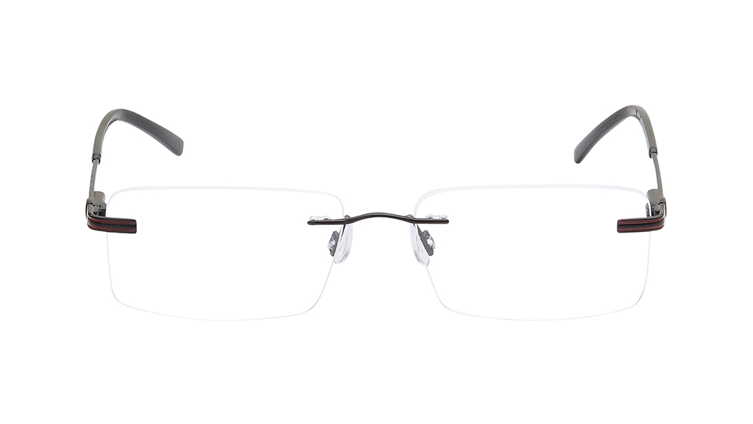 Image 1 of Black Square Rimless Eyeglasses for Men from Titan Available at Titan Eye+