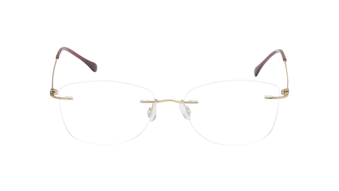 Image 1 of Gold CatEye Rimless Eyeglasses for Women from Titan Available at Titan Eye+