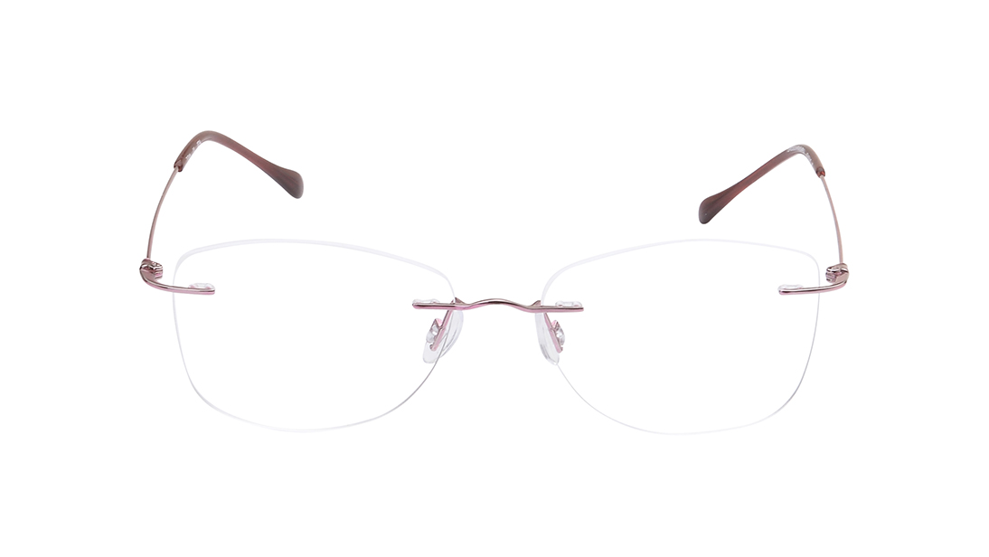 Image 1 of Pink CatEye Rimless Eyeglasses for Women from Titan Available at Titan Eye+
