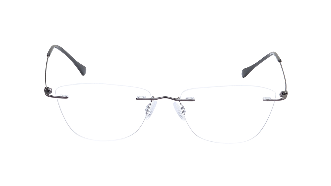 Image 1 of Grey CatEye Rimless Eyeglasses for Women from Titan Available at Titan Eye+