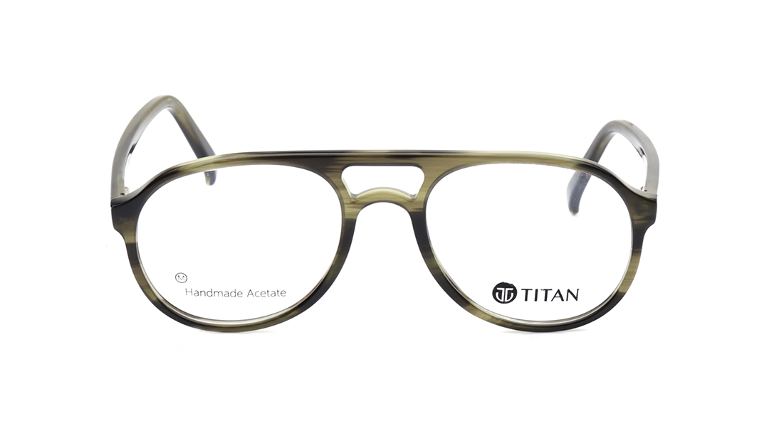 Image 1 of Green Aviator Rimmed Eyeglasses for Men from Titan Available at Titan Eye+