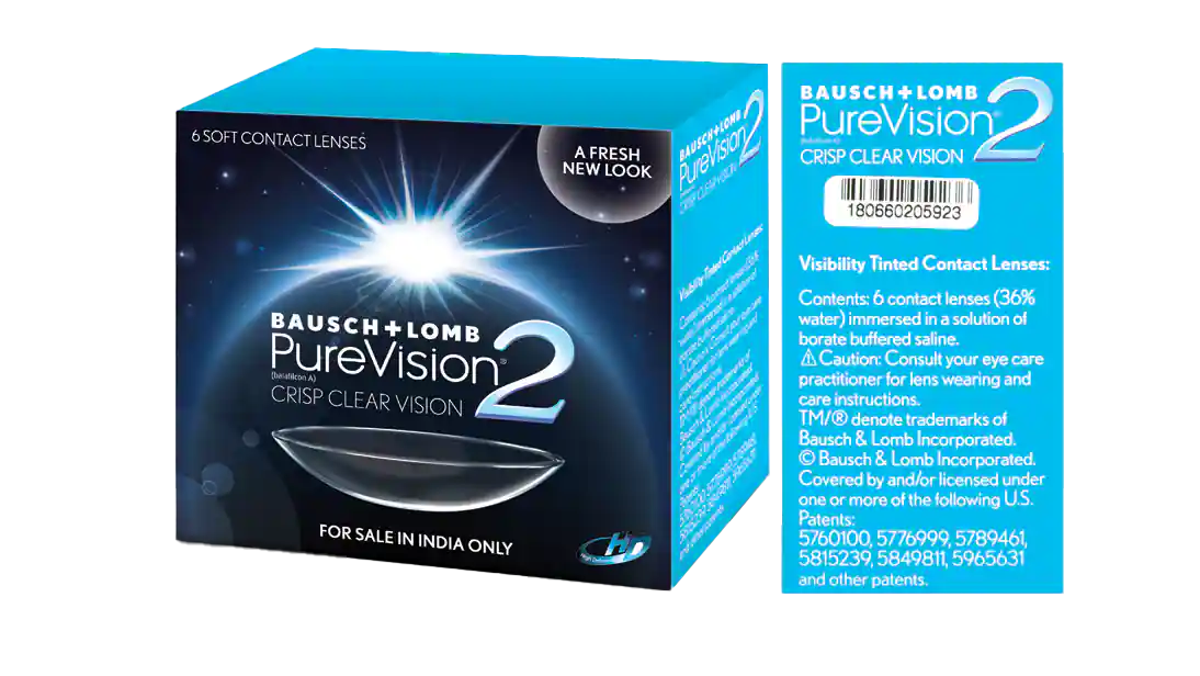 Image 1 of Monthly Disposable Pure Vision 2 Bausch and Lomb Contact lenses Pack of 6 from Bausch And Lomb Available at Titan Eye+