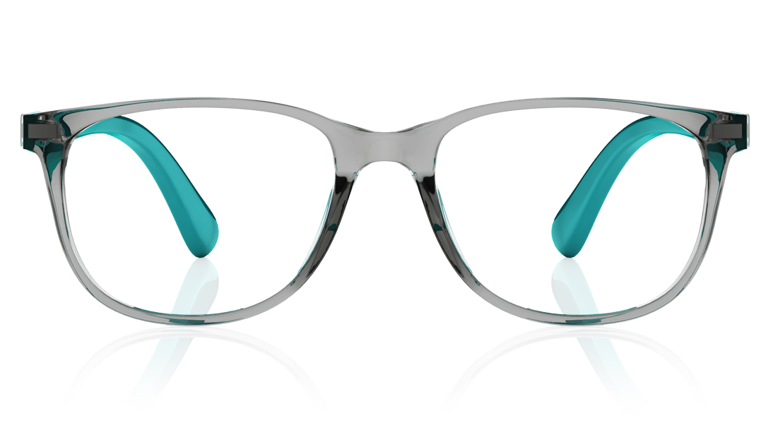 Image 1 of Grey Wayfarer Eyeglasses for Kids from Dash Available at Titan Eye+