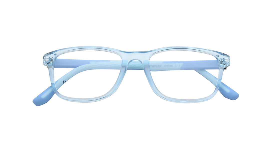 Image 1 of Blue Wayfarer Eyeglasses for Kids from Dash Available at Titan Eye+