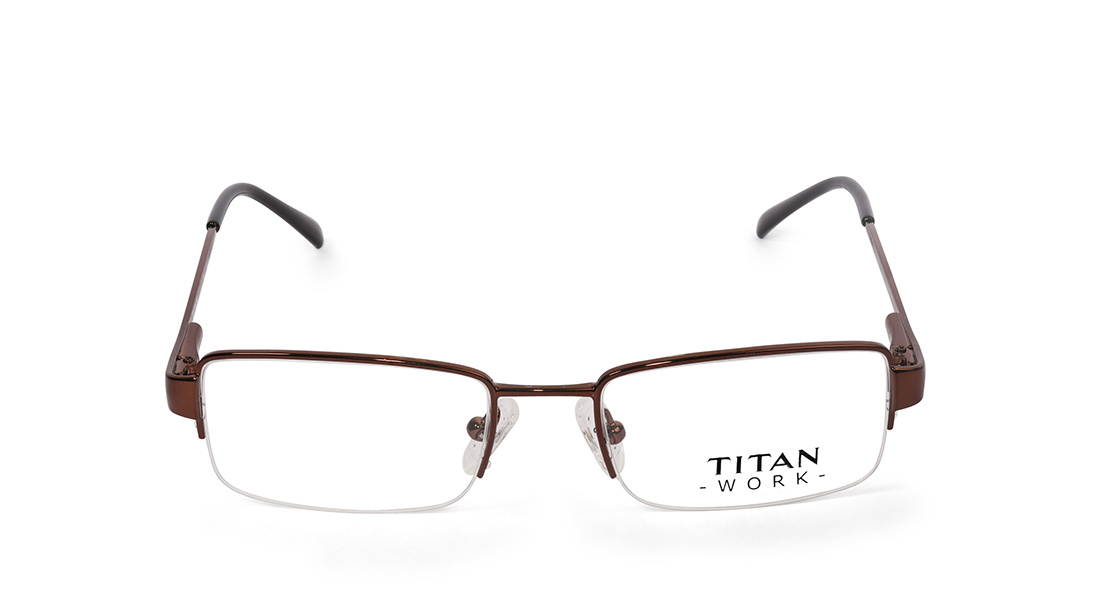 Image 1 of Bronze Rectangle Semi-Rimmed Eyeglasses (E1356A1A1BL|48) from Titan Available at Titan Eye+