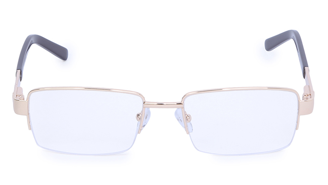Image 1 of Gold Rectangle Semi-Rimmed Eyeglasses (E1423A1A1|52) from Titan Available at Titan Eye+