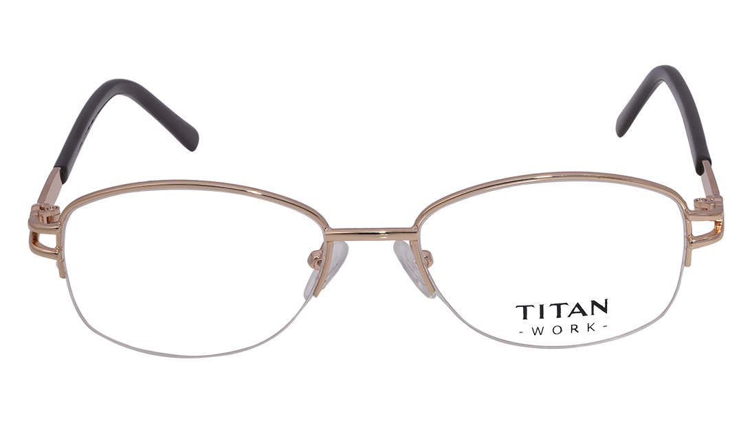 Image 1 of Gold Oval Rimmed Eyeglasses (EW1012WHM1|50) from Titan Available at Titan Eye+