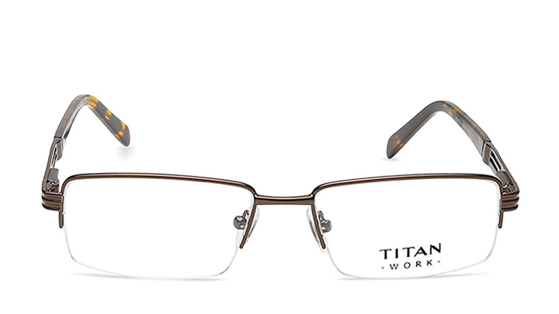 Image 1 of Bronze Rectangle Semi-Rimmed Eyeglasses (EW1014MFM1|52) from Titan Available at Titan Eye+