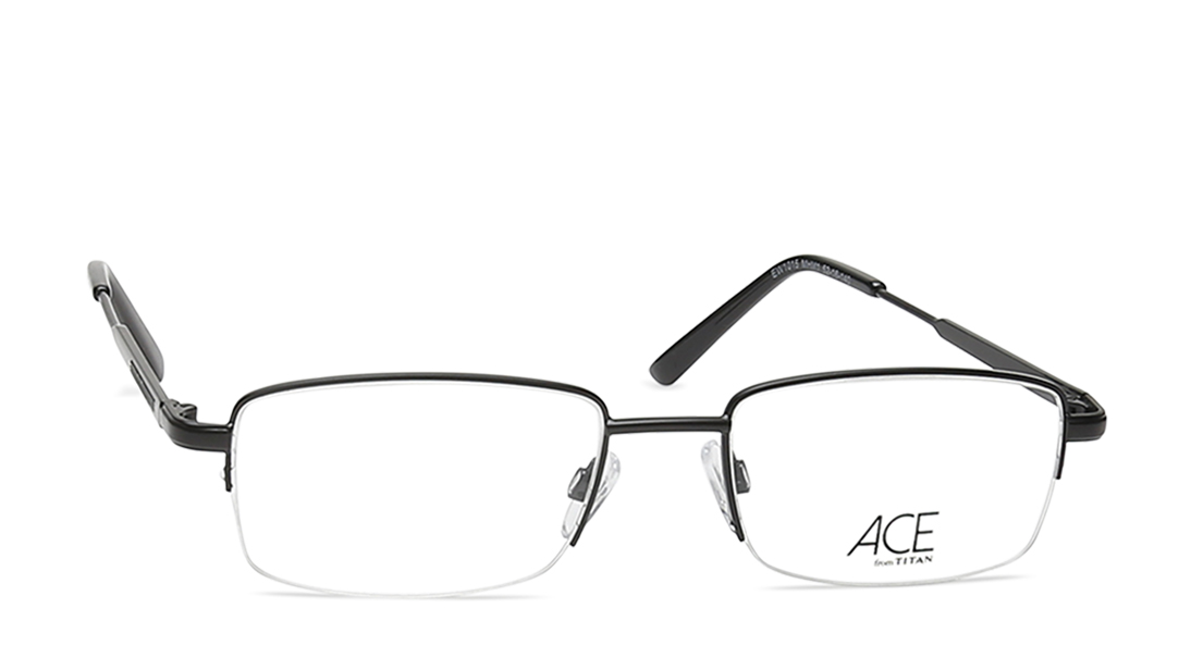 Black Rectangle Semi-Rimmed Eyeglasses (EW1015MHM1|52)
